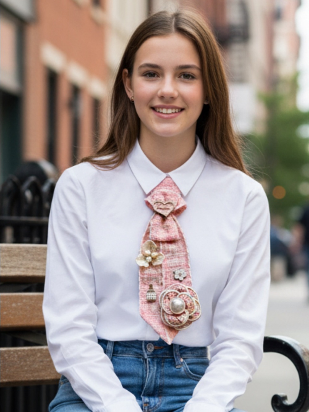 Pink Decorative Brooch Tie Women's Accessory Jewelry Coquette Girl